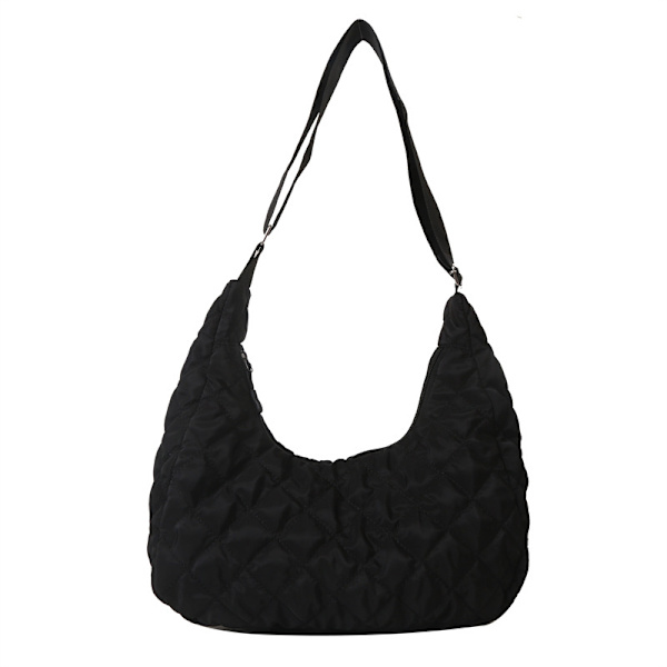Tämän vuoden muoti rombi yksi olkalaukku naisille 2023 talvi uusi rento yksivärinen crossbody-laukku dumpling-laukku muoti Black