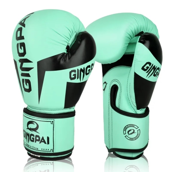 Professionella boxningshandskar PU-läder Muay Thai Guantes Boxeo Sanda Free Fight MMA Kick Boxning Träningshandske för män Kvinnor Barn Ocean Black White 8 oz