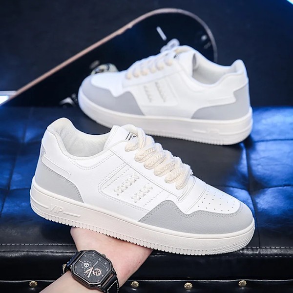 Mænd Sko Nye Sommer Åndbar Hvide Sko Mænd Trendy Alsidig Tykke Løs Sport Sneakers Far Trendy Sko GRAY 39