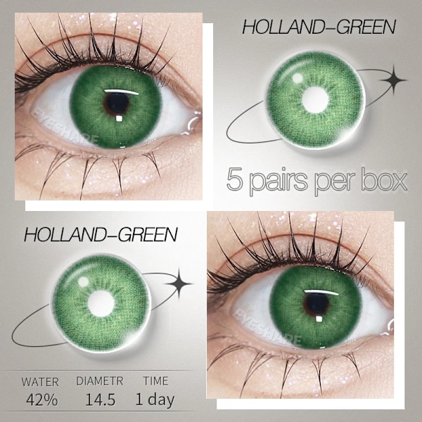 Eyeshare Ny 1-Dagagdag 10 Pcs/5Pair Brun Ögonlins HOLLAND-GREEN