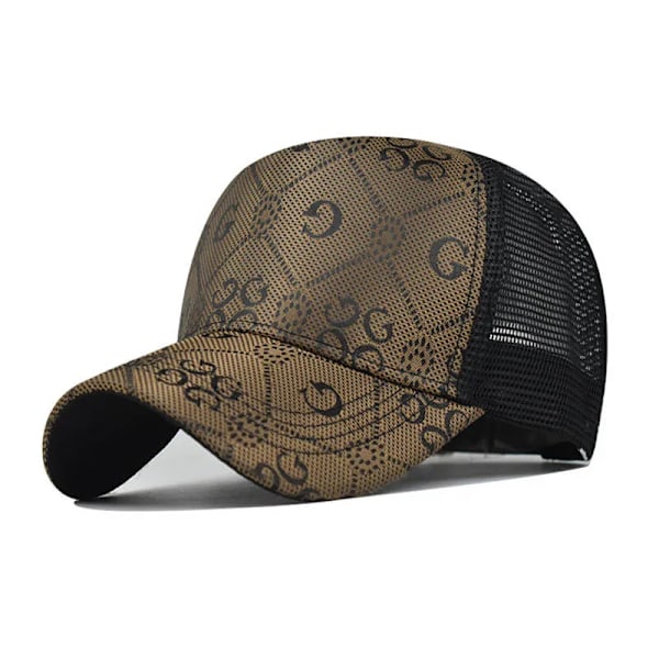 Sommer 2021 Hurtigtørrende Baseballkasket Mænd Kvinder Ternet Bogstav Casual Mesh Solbeskyttelse Åndbar Justerbar Gorras Snapback Brown G 56-58cm