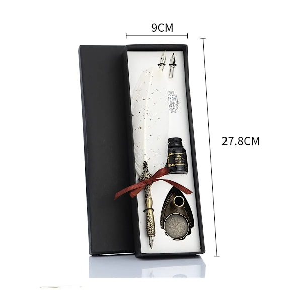 Sulkakynä ja muste setti, Kimalteleva sulkakynä kynä setti antiikki kalligrafia dip-kynä musteella, 2 vara kärjet, kynäteline jalusta SP123900 white EF