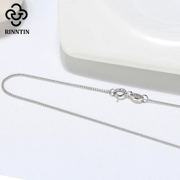 Rinntin Solid 925 Sterling Sølv 1,0 mm Side Chain Halskæde til Kvinder Piger Elegant Halskæde Fint Smykke 40/45/50/55/60cm SC18 Gold-24inch(60cm)