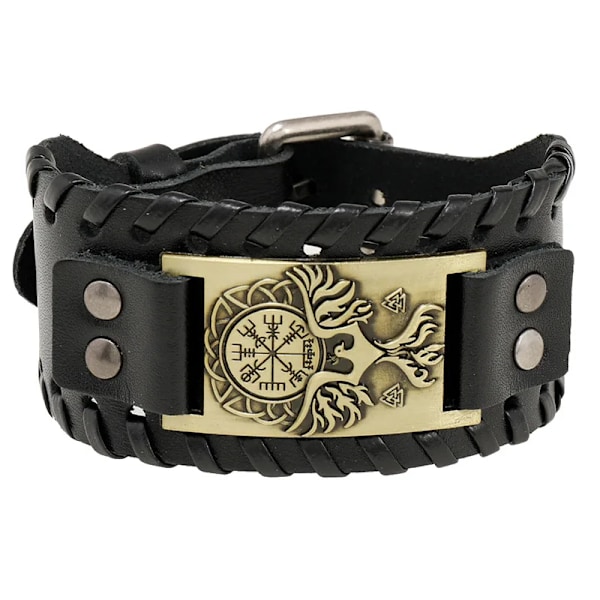 Trendig Vikingarmband med Nordiska Runor, Kompass, Gudafågel Charm, Läderarmband för Män, Nytt Mode, Vävt Smycke, Tillbehör, Festpresent MULTI