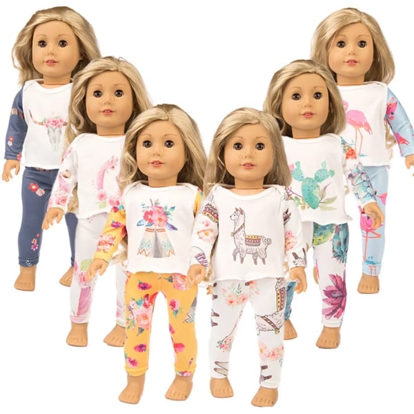 18 tum Reborn Doll Kläder Klänningar Loungewear Pyjamas Set 43cm Reborn Baby Girl Docka Kläder Accessoarer Söt Gaze Kjol Present 7