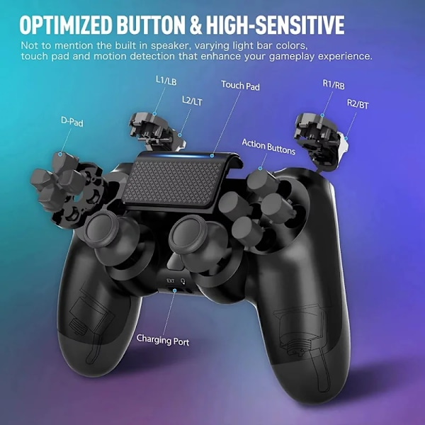 Trådlöst Utan Utelämnande Spelblock Bluetooth Spelregler För Ps4 Ps3-Konsol Sex-Axel Dubbla Vibrationsdatorer Joystick Med Touchpaden Black