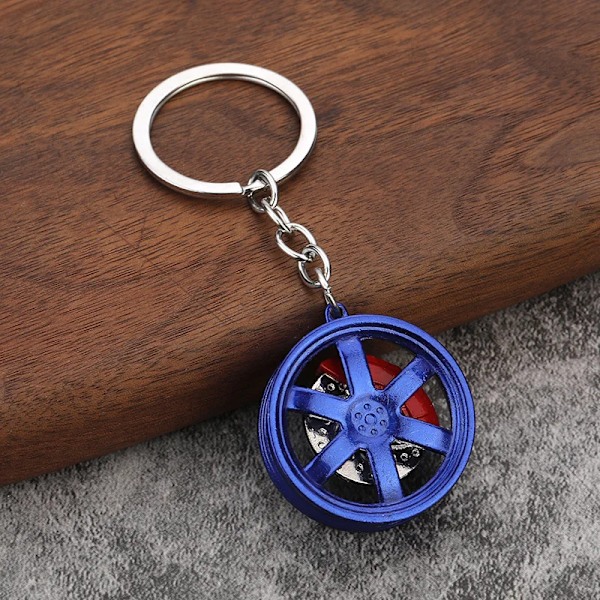 Creative Hot Auto Del Modell Te37 Sex Stjärnor Hjul Fälg Däck Nyckelring Kedje Ring Keyfob Biltillbehör Blue