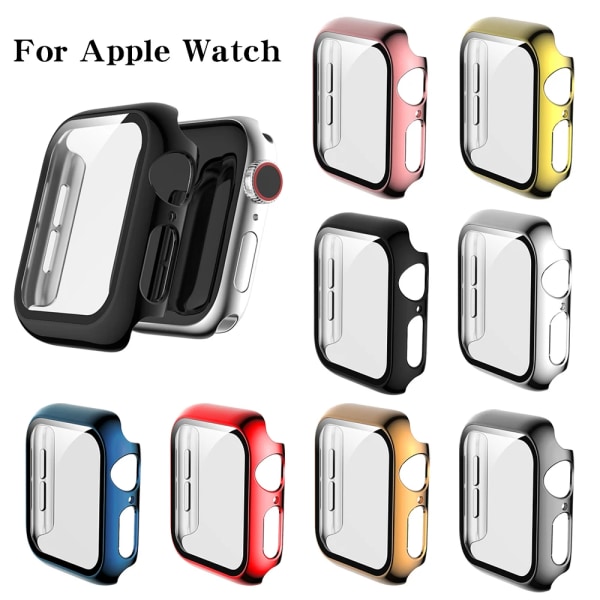 Glas+ case cover för Apple Watch Case Series 8/7 41 mm 45 mm iWatch 321 42 mm 38 mm Apple Watch SE654 44 mm 40 mm case Silver Series SE 6 5 4 44mm