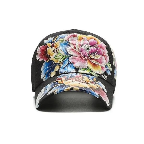 Sommer Hurtig Tør Baseball Cap Mænd Og Kvinder Blomst Sol Hat Trykt Kinesisk Stil Floral Sol Hat Udendørs Hat WHITE Adjustable