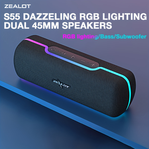 Zealot SoundBox Touch Control Trådlös högtalare 10W Bärbara trådlösa högtalare Stereoljudbox med bas och inbyggd mikrofon S55 Blue