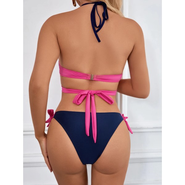 2024 nya Bandeau Sexiga Badkläder Dam Baddräkt med låg midja Cross Push Up Set bikiniset stranddräkt Triangel Monokini bikinis 02 S