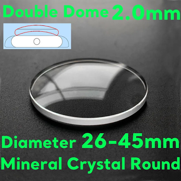 Dobbelt Kuppel 2,0 mm Tyk Mineral Urglas 26 mm-45 mm Urglas Udskiftning Transparent Urglas Reparationsdele Diameter 30mm Thickness 2.0mm