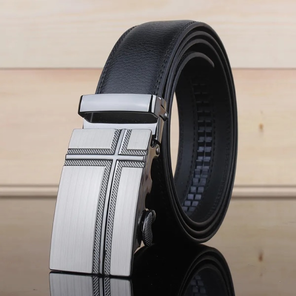 Mode Läderbälte Business Byxrem Byxa Ceinture Homme Koskinn Automatiskt spänne Kohud Herrbälten C208