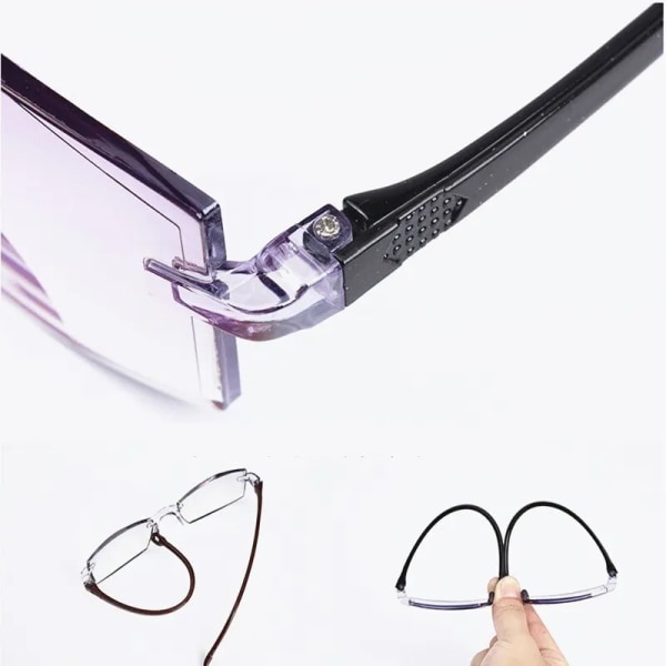 2 par nya män kvinnor båglösa läsglasögon antiblått ljus Bifokala långt nära förstoringsglasögon Önskådliga glasögon +150 +200 2 pairs