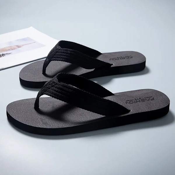 Mens Toffärer Sommar Trend Lättvikt Flip Flops Man Minimalistisk Mode Semester Fritidstrand Slippers Män Chanclas Pantufs Lasar black 39-40