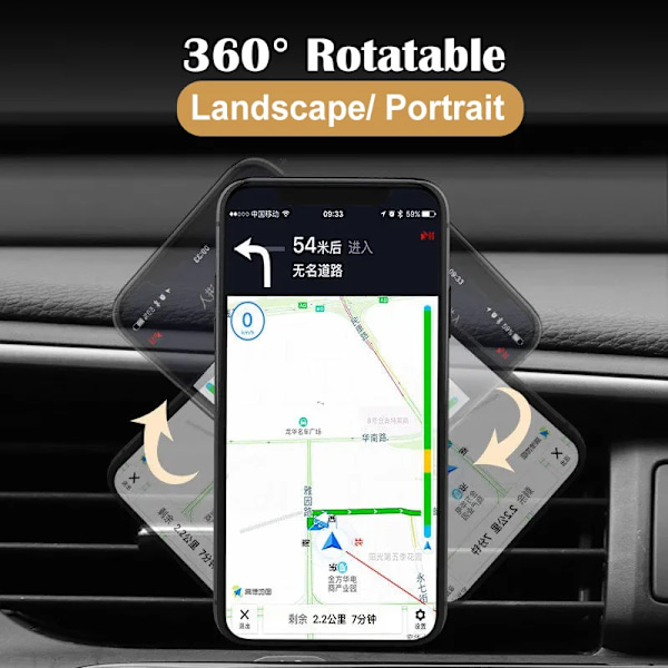 Dashboard Magnetic Phone Hållare I Bilen Rotera Metall Mobiltelefon Monteringsfäste Stöd För Iphone Samsung Mi Poco Phones Stativ Gold Set B