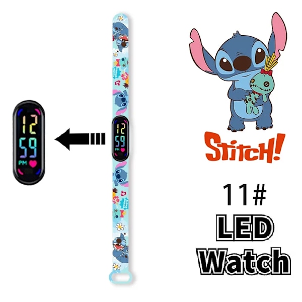 24 stk Stitch børne Cartoon Anime karakter lysende armbåndsur LED berøringsvandtæt ur sportsgaver legetøj Dark yellow