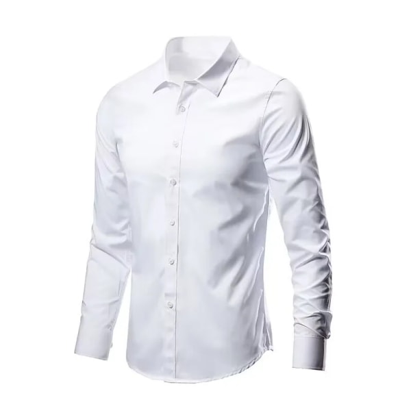 Elastisk vår och höst för män Ny långärmad skjorta Anti-rynkfri strykning Business Comfort Mode Andas Smal 3 42
