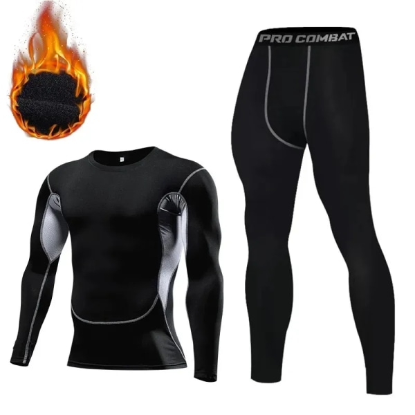 Thermal för män Håll värmen Long Johns Base Layer Sport Fitness leggings Tighta undertröjor B5 XL(60-70kg)