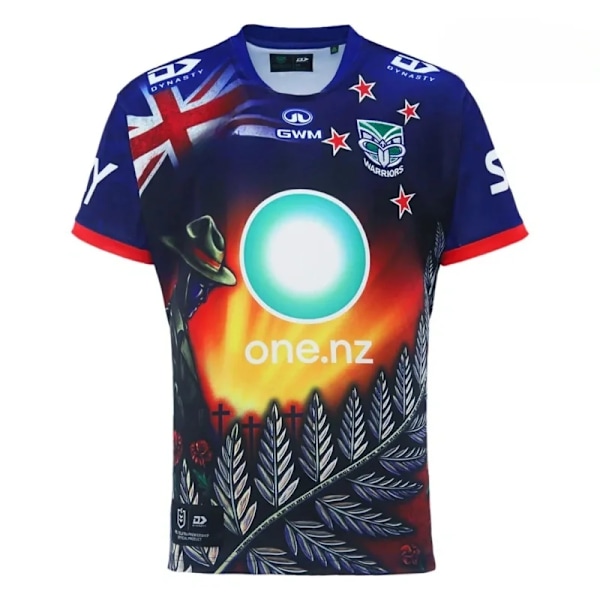 2024 Nya Zealand Krigare Män Replica Anzac Round Jersey Broderimåt MULTI S