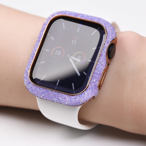 Cover för Apple Watch case 45 mm 41 mm 44 mm 40 mm Bling Bumper Skärmskydd för Apple Watch Series 9 8 7 4 5 6 Se purple 40mm