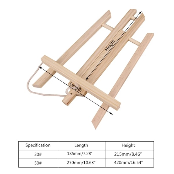 Bordplade Træ Staffeli Sammenklappelig Display Stativ Lærred Holder til Kunstnere Børn Voksne Kunstmalerier DIY Håndværk Fotos 30cm