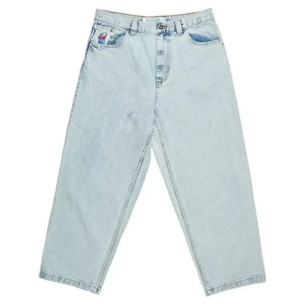 Y2k Golffælla Wang Jeans Til Mænd Streetwear Baggy Jeans Broderi Denim Fritid Enkle Lastbukser Kvinder Jeans Mujers Hett black L