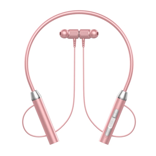 Trådlösa Halsband Hörlurar V5.2 Hifi Stereo Sport Hackband Headset Vattentäta Öroner För Utomhus Körning 098 Pink