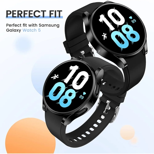 Case till Samsung Galaxy Watch 4 5 6 40 mm 44 mm Cover Täckning Silikon TPU Bumper Skärmskydd Fullständiga tillbehör Silver Galaxy Watch6 40mm
