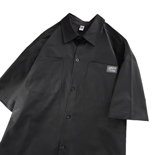 Lyhythihainen paita kesä japanilaistyylinen miesten vaatteet löysä aurinkosuojatyöpaita puolihihainen trendikäs teini casual shire ohut Black XL