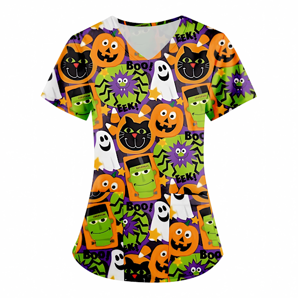 Sommer Halloween V-hals Kort Ærme Pleje Medicinske Uniformer Skjorter Unisex Tee Hotel Hospital Læge Operation Scrub T - Skjorte BHSF1398 L