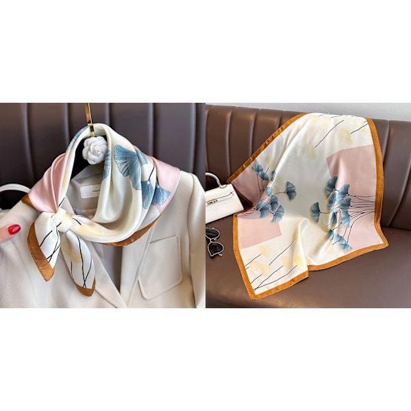 Luksuriøs Blomstermønstret Silke Firkant Tørklæde Kvinder Blød Satin Tørklæde Hårbånd Tørklæde Hoved Hijab Dame Pandebånd Foulard Taske Bånd 03 70x70CM