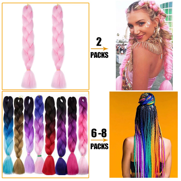 24&Quot; Syntetiska Yaki Flätar Hår Kanekalon Ombre Flätande Hår Jumbo Braid Hår Extension För Kvinnor Hundratals Färger Diy Hår ZITONG-E1 24inches