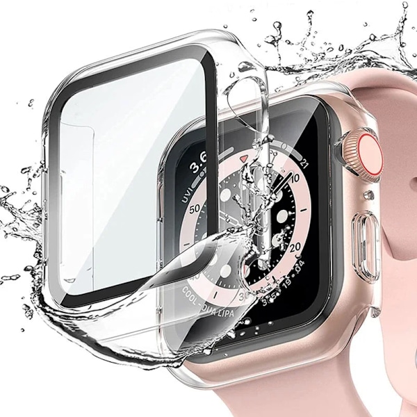 Glas+Cover til Apple Watch etui 38mm 40mm 41mm 45mm 44mm 42mm iWatch Tilbehør Skærmbeskytter iwatch 9 8 7 6 5 SE 4 3 serie Light purple Series 123 38MM