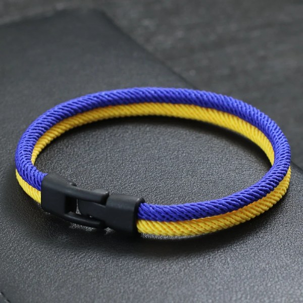 Nytt mode tvåfärgat reparmband män Ukraina armband i blått gult Vikingarmband Pulseira Masculino Coola bikertillbehör Yellow Blue 18.5cm(7.3In)