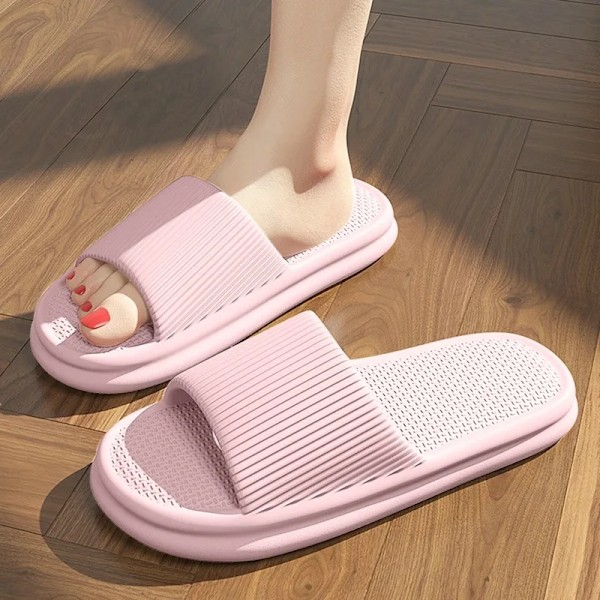 Cloud Tofflor För Män Flip Flops Strand Sandaler Badrum Icke-Slips Slides Män Kvinnor Tofflor Inomhus Skor Man Man Slippere A-Pink 42-43