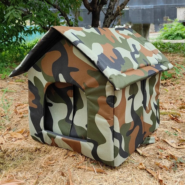 Herrelösa katthus valpsängar utomhus regntäta vattentäta hus för små husdjur Kalltätt varmt tält camouflage L