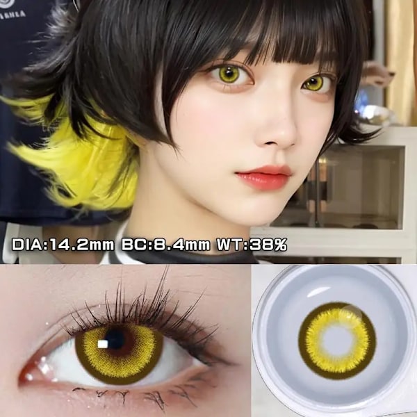 2St Graderade Färgade Kontaktlinser Jewelens Anime Cosplay Softlens 14,2Mm Blue -1.50