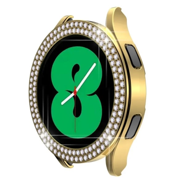Case till Samsung Galaxy Watch 6 4 Case 40 mm 44 mm Tillbehör Bling Fashion Två rader Diamond Bumper Galaxy Watch 5 6 40 Mm Cover Rose gold For Galaxy Watch4 44