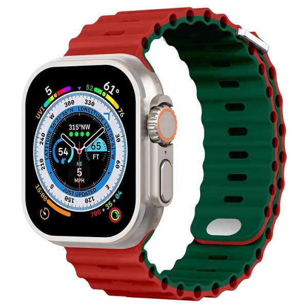 Silikonrem För Apple Watch Ultra 49mm 8 7 45mm 41mm Sportarmband för iwatch 6 5 4 3 2SE 44mm 42mm 38/40mm band Red army green For Ultra 49mm