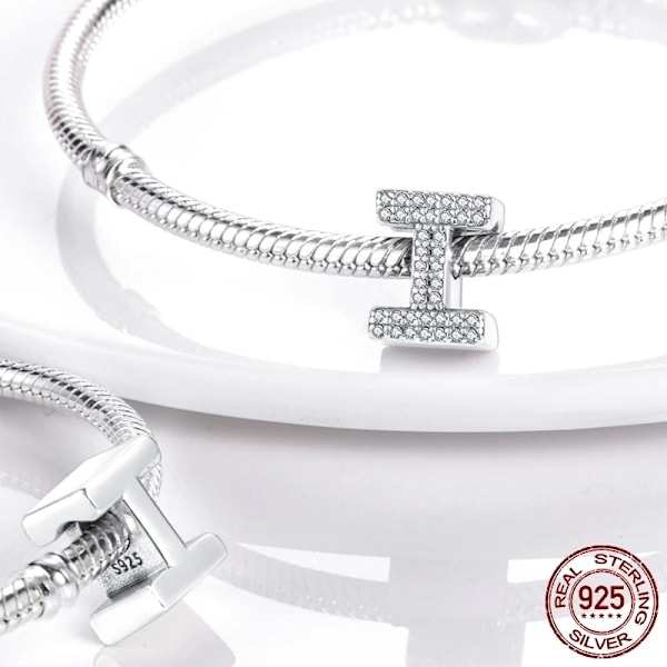 26 A-Z Alfabet Pärlor 925 Sterling Silver Love Brev Charm Passa Original Pandora Charms Armband Armband Cz Zir Konnärssmycken KTC165-B