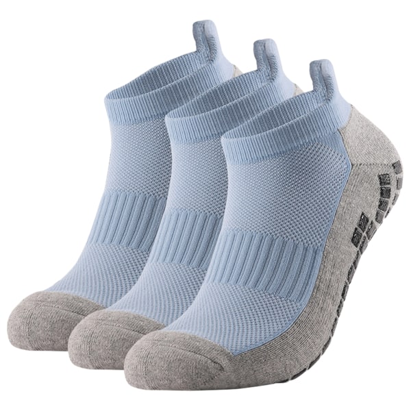 3 par Tjock Anti-halk Fotboll Kvinnor Män Utomhus Sport Grip Fotboll Yoga Strumpor Förstärkt häl Bomull Andas kort strumpa 3pairs sky blue (39-45)