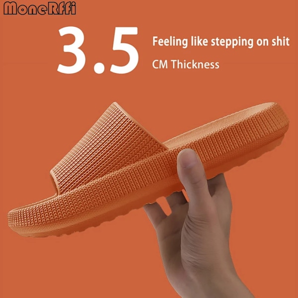 Cloud Tofflor Mænd Tykke Sål Sko Til Mænd Sommerstranden Billeder Badeværelse Anti-Slip Hjemmesko Bløde Sandaler Mode Flip-Flops 3.5CM-Orange 44-45(inner 27cm)