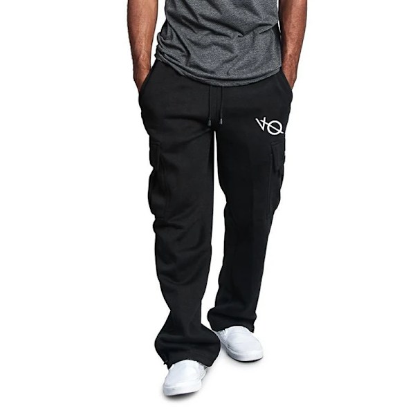 Nya Höst Och Vinter Mäns Mode Sport Byxor Drawstring Jogging Byxor Casual Multi Pockets Baggy Byxor Sweatbyk black XXL