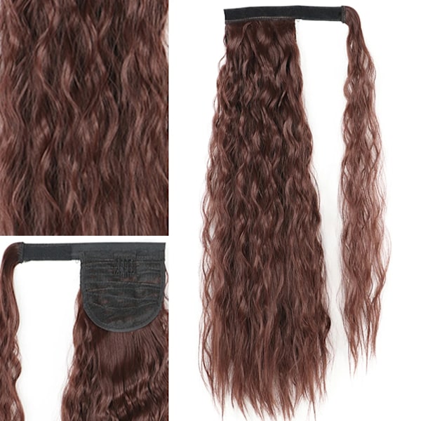 Merisihair Syntetiska Majs Vågiga Långa Ponytail För Kvinnor Hårpiece Wrap Runt Hårpiece Hår Extensions Svart Brun Pony Tai Tai Hårförlängningar L Q19-33 22INCHES