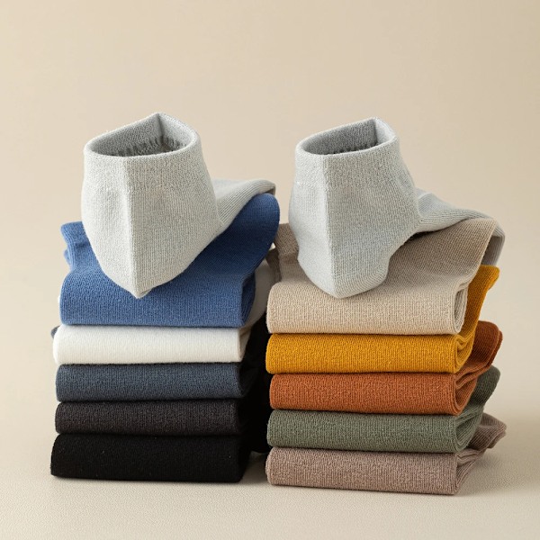 95% Kammade Bomullsstrumpor Män Affärsklänning Short Socks Mjuk Andask Vår Sommar Färgglada Socka För Man 5Pairs / Lot Fotsocka 5Pairs blue EU38-45