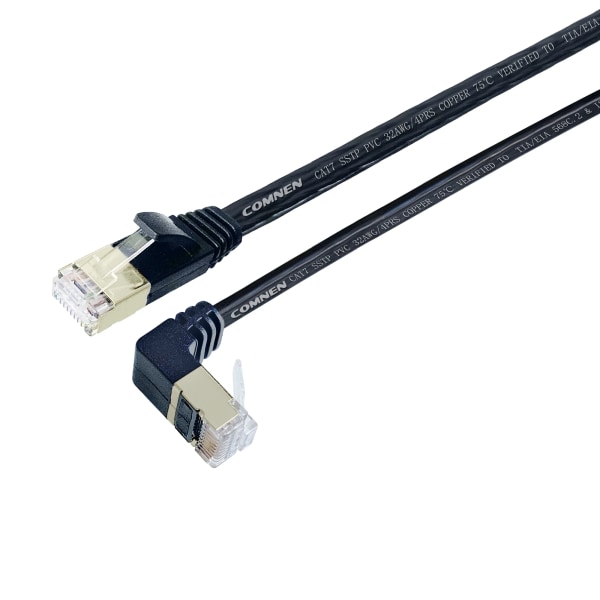 COMNEN-Câble Ethernet Cat7 à Angle Pio, RJ45 SSTP 90, Resistant, Patch Haut et Bas, 1/3/5 Pieds, LAN Réseau pour Routeur, Modem, PC, PS4 0.5m Straight down 90