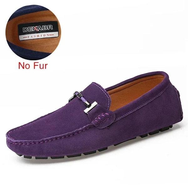 Dekabr Trendy Män Casual Skor Stor Stora Storlek 38-47 Varumärke Sommar Driving Loafers Andningsbart Grossist Man Mjuk Skodon Skor Skor. För Män Purple No Fur 10