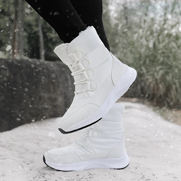 Kvinnor Boots Vinter Vit Snöverskott Short Style Övre Slaktfri Kvalitet Plush Botas Invierno Plattform Skor Botas Mujer 2020. White 36