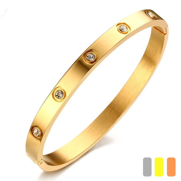 Trendiga kristallarmband för kvinnor Modearmband Titanium Love Pulseiras Armband i rostfritt stål Feminina Smycken Present RN-Gold-6mm